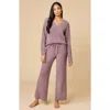 Softies Waffle Marshmallow V-neck Lounge Set In Purple