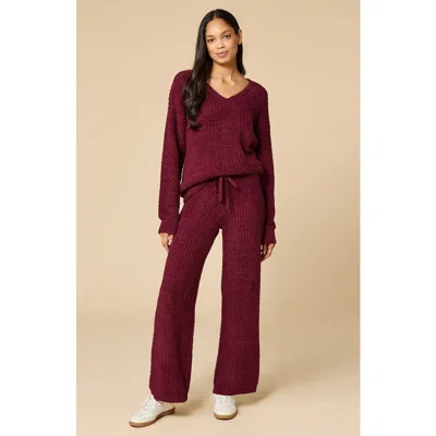 Softies Waffle Marshmallow V-neck Lounge Set In Red