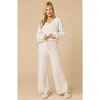 Softies Waffle Marshmallow V-neck Lounge Set In White