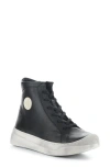 Softinos By Fly London Appe Lace-up High Top Sneaker In Black Smooth Leatherther