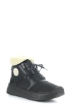 Softinos By Fly London Faux Shearling Bootie In Black Smooth Leather