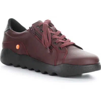 Softinos By Fly London Whiz Sneaker In Dk Red/black Smooth Leather