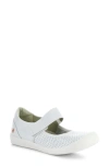 Softinos By Fly London Iglu Mary Jane Flat In White Smooth