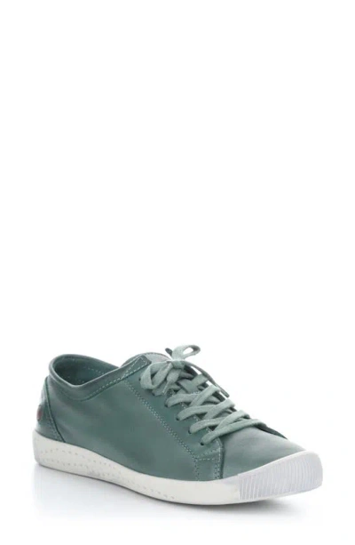 Softinos By Fly London Isla Trainer In Green Washed Leather