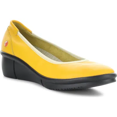 Softinos By Fly London Platform Wedge Pump In Yellow