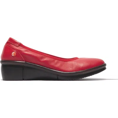 Softinos By Fly London Rem Platform Wedge Pump In 003 Cherry Red