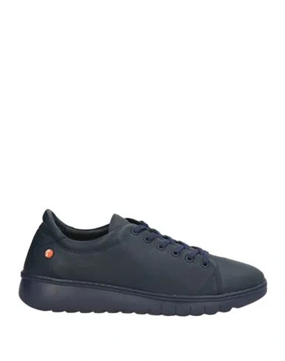 Softinos Woman Sneakers Midnight Blue Size 12 Leather, Textile Fibers