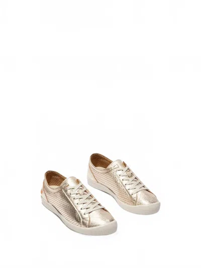 Softinos Women's Laminato Lace-up Shoes In Champagne In White