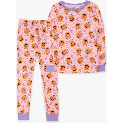 Softsnooze Kids'  Ruffle Long Sleeve Pajama Set In Pumpkin Boo Crew