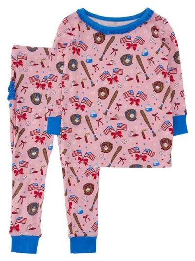 Softsnooze Babies'  Ruffle Long Sleeve Pajama Set, Signature Rear Ruffles In Multi