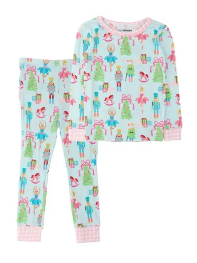 Softsnooze Kids'  Ruffle Long Sleeve Pajama Set, Signature Rear Ruffles In Nutcracker Wishes
