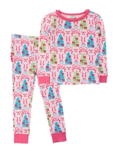 Softsnooze Babies'  Ruffle Long Sleeve Pajama Set, Signature Rear Ruffles In Pink