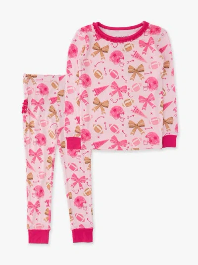 Softsnooze Babies'  Ruffle Long Sleeve Pajama Set, Signature Rear Ruffles In Pink