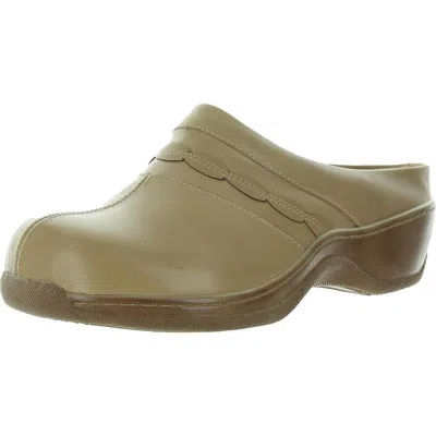 Softwalk Amber Womens Leather Wedge Clogs In Beige