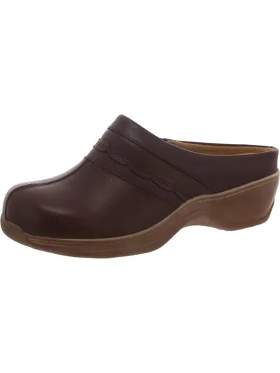 Softwalk Amber Womens Leather Wedge Clogs In Brown