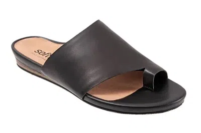 Softwalk Corsica Women's Size Us 10.5 Black Leather Slip-on Slide Sandal Zpo729 (black,10.5)