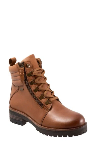 Softwalk Everett Combat Boot In Luggage Leather