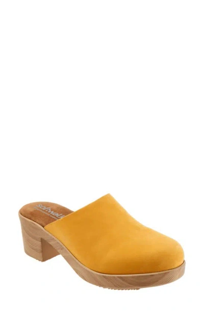 Softwalk Felida Platform Mule In Mustard Nubuck