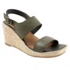 Softwalk Hartley S2309-341 Sandals Women's Green Leather Wedge Heel Fd1353 In Green