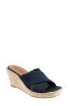 Softwalk Hastings Espadrille Platform Wedge Slide Sandal In Blue