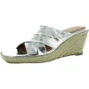 Softwalk Hastlings Womens Criss-cross Suede Wedge Sandals In Silver