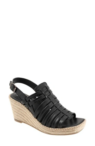 Softwalk Havana Slingback Espadrille Platform Wedge Sandal In Black