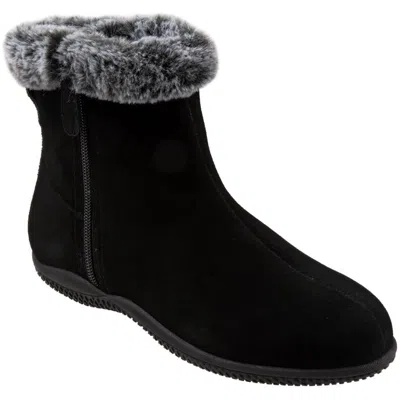 Softwalk Helena Womens Leather Faux Fur Winter Boots In Black
