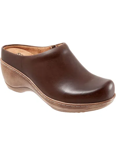 Softwalk Madison Womens Comfort Insole Slip On Clogs In Brown