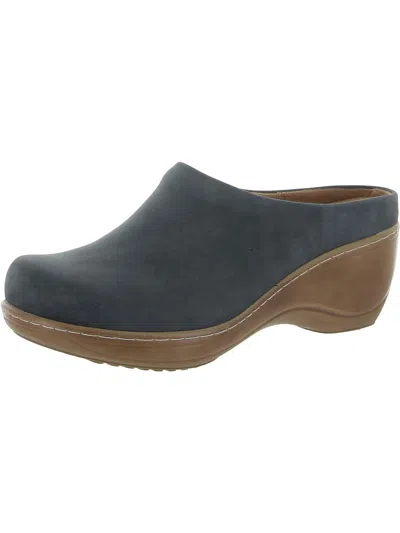 Softwalk Madison Womens Leather Solid Clogs In Blue