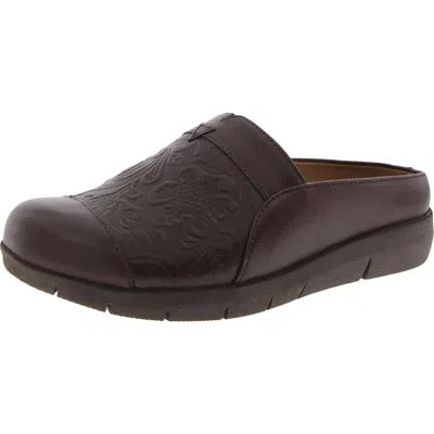 Softwalk San Marcos Womens Leather Removable Insole Slide Sandals In Brown
