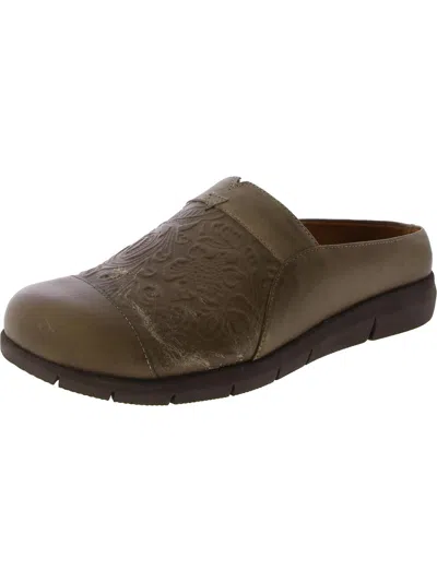 Softwalk San Marcos Womens Leather Removable Insole Slide Sandals In White