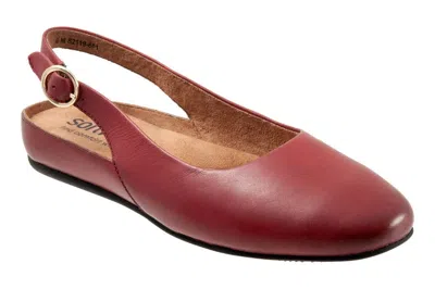 Softwalk Sandy S2119-601 Flat Women's Dark Red Leather Slingback Zap248 In Multi