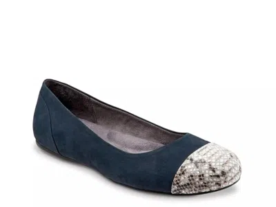 Softwalk Sonoma Cap Toe Ballet Flat In Blue