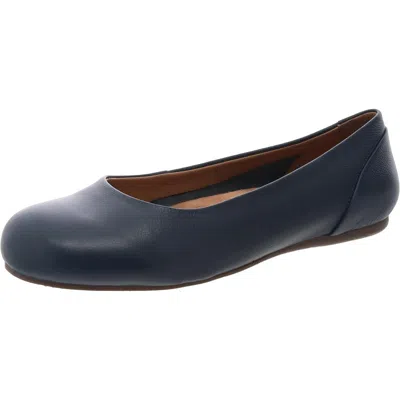 Softwalk Sonoma Womens Leather Padded Insole Ballet Flats In Blue