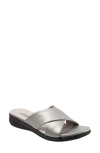 Softwalk ® 'tillman' Leather Cross Strap Slide Sandal In Pewter Leather