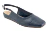 Softwalk Vittoria Flat Womens 8 Navy Leather Adjustable Buckle Slingback Rhs3327 In Blue