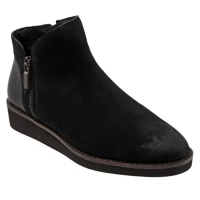 SOFTWALK WESLEY BOOTS WOMEN'S BLACK SUEDE ASYMMETRIC ZIP WEDGE HEEL ZOGG1820