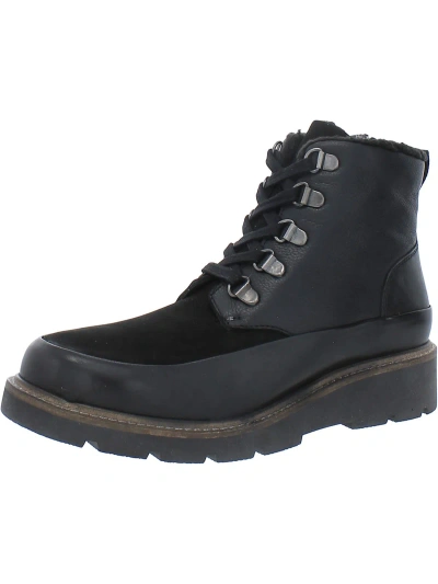 Softwalk Whitney Womens Leather Faux Shearling Hiking Boots In Black