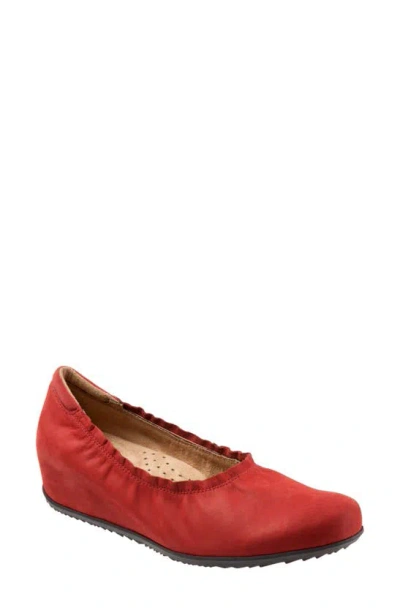 Softwalk Wish Ballet Wedge In Red Leather