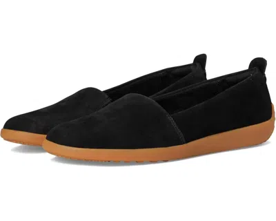 SOFTWALK WOMEN'S SOFTWALK DEVA FLATS BLACK NUBUCK CASUAL ROUND TOE SLIP ON HAWK1664