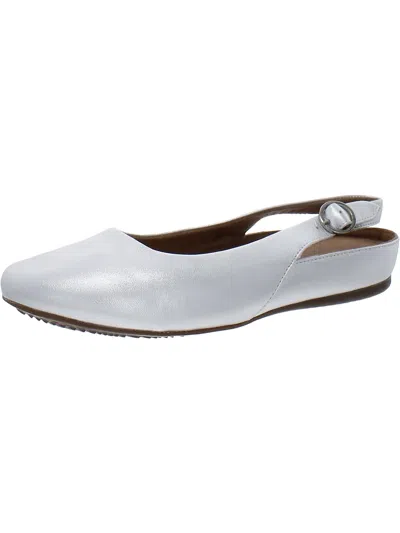 Softwalk Womens Leather Slingbacks In Silver