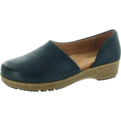 Softwalk Womens Removable Padding Leather Clogs In Blue