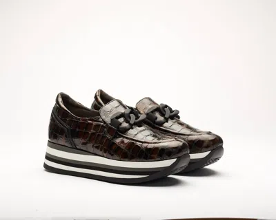 Softwaves Women's Allicia Croc Platform Shoes In Black/ Brown Croc