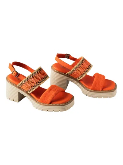 Softwaves Women's Becka Platform Sandals In Orange Velour/tresse In Multi