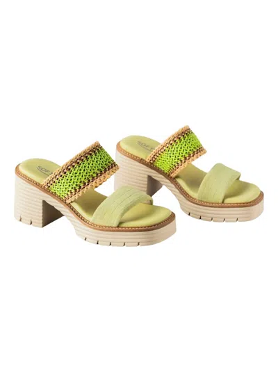 Softwaves Women's Blanca Sandals In Lime Green Velour In Multi