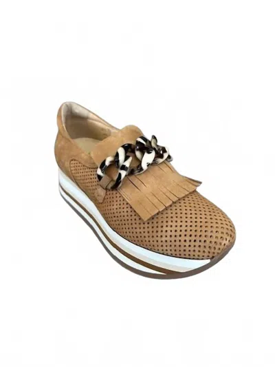 Softwaves Women's Carly Platform Loafers In Cognac In Animal Print