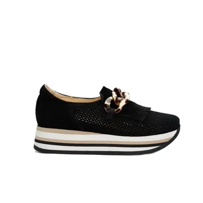 Softwaves Women's Chloe Slip-on Wedge Sneaker In Velour Black In Multi