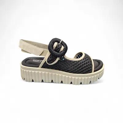 Softwaves Women's Italina Sandals In Black/almond In Multi
