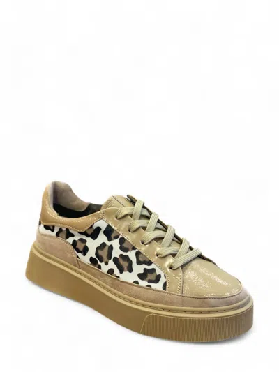 Softwaves Women's Tania Sneaker In Camel And Leopard In Brown