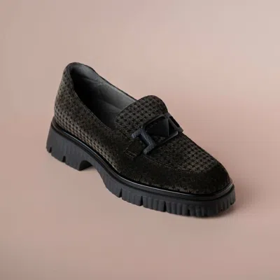 Softwaves Women's Varena Loafers In Black/brown Houndstooth In Multi